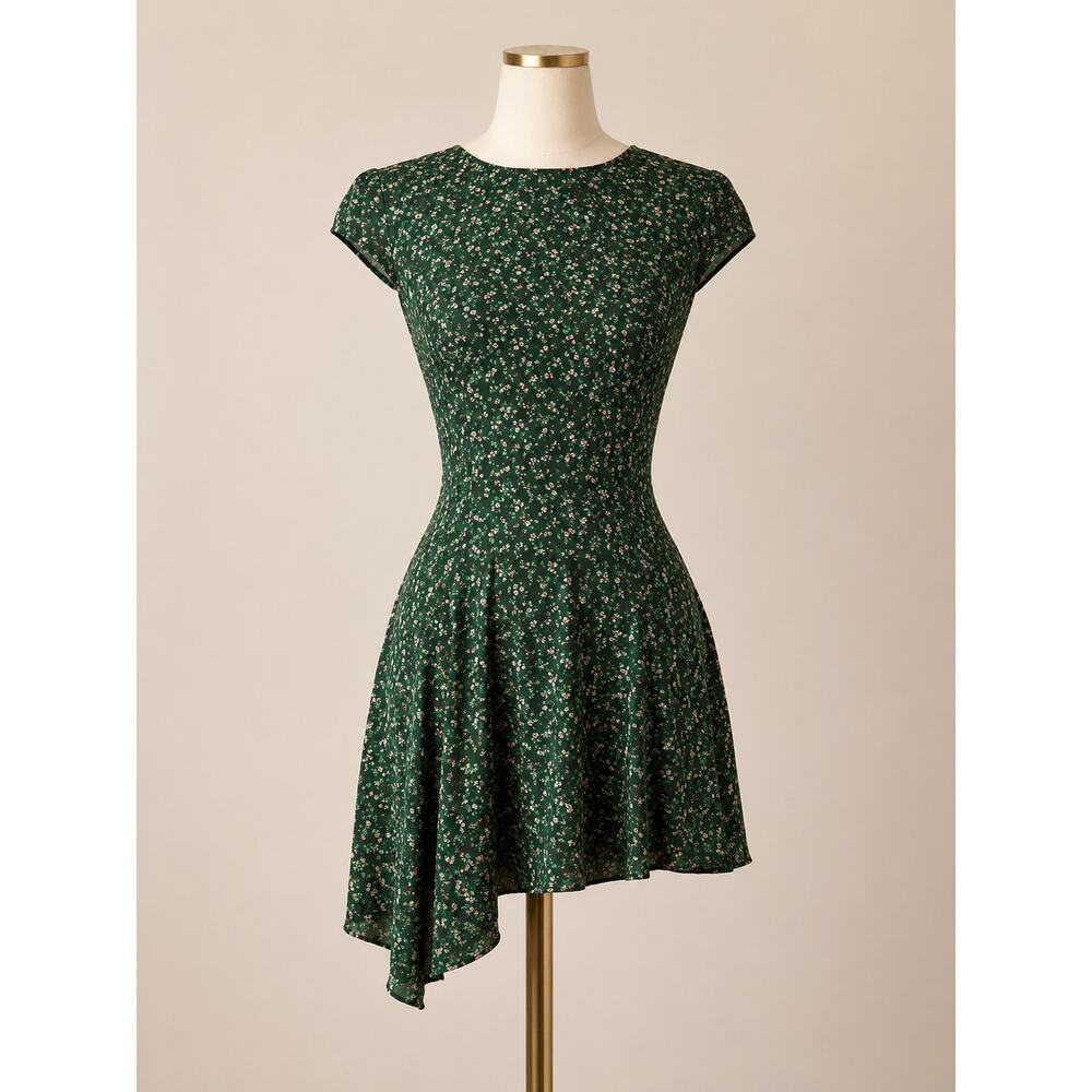 Reformation Parish mini dress in coriander green floral print size 6